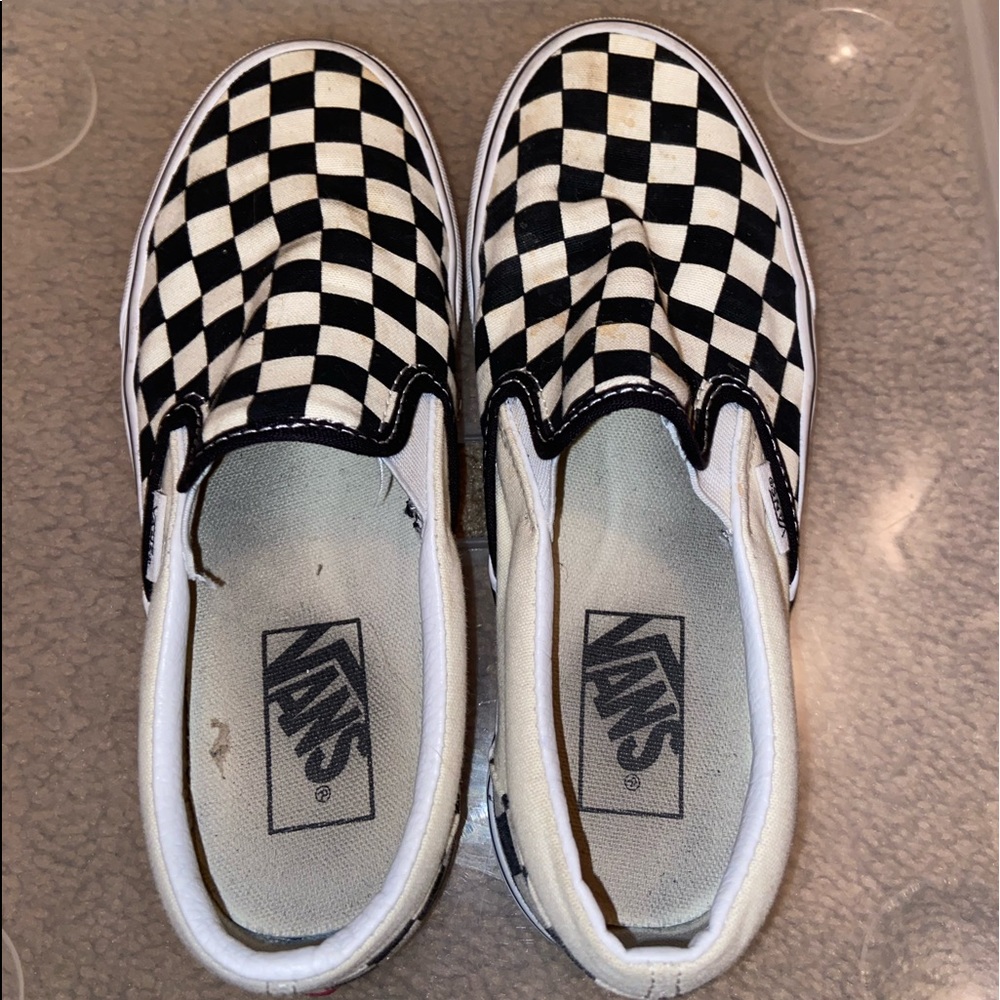 Black and White Checkerboard Vans Women’s Size 5.5
